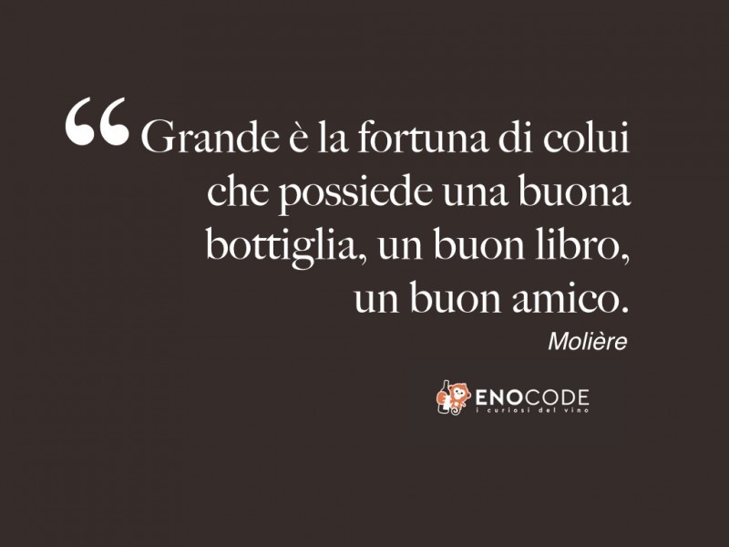 Grande è la fortuna di colui che possiede una buona bottiglia, un buon libro, un buon amico Molière.